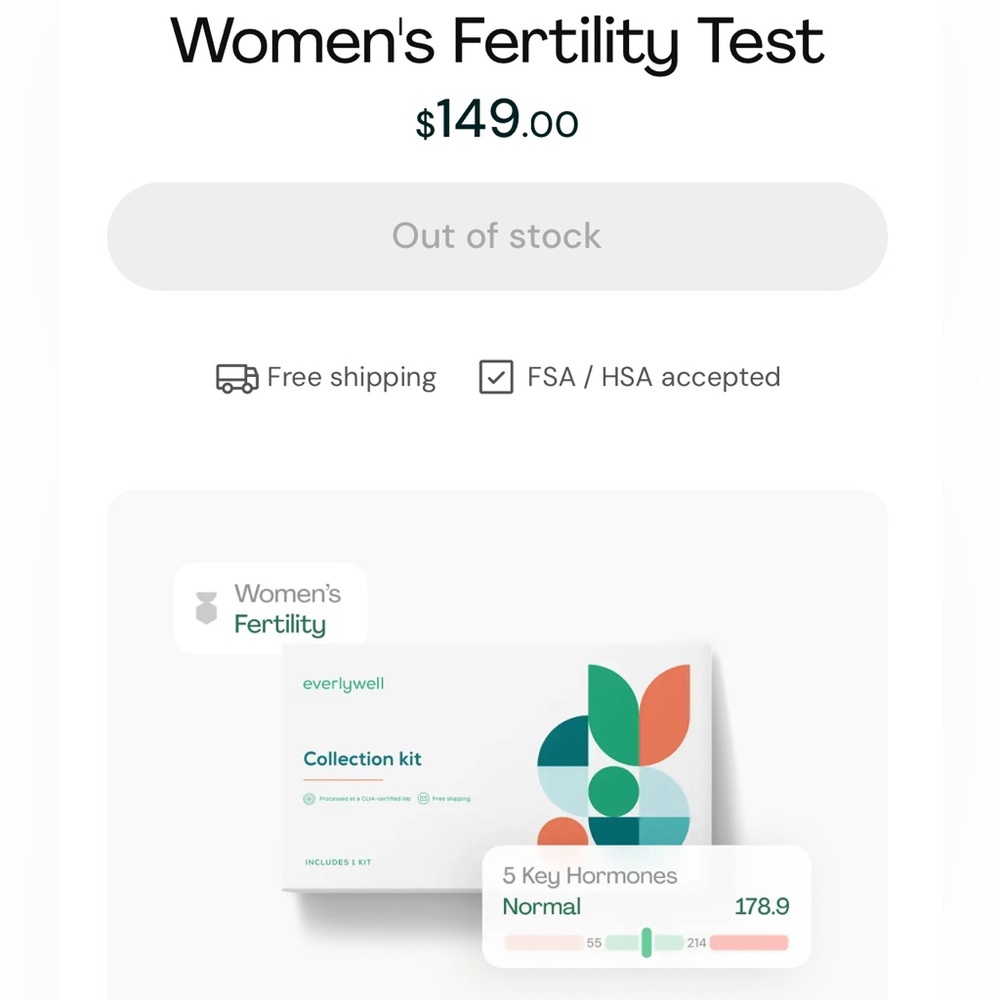 ✨SALE✨Everlywell Women’s Fertility Test